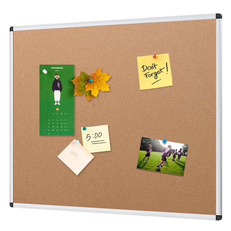 VIZ-PRO Cork Notice Board, 24 X 18 Inches, Silver Aluminium Frame - Image 1